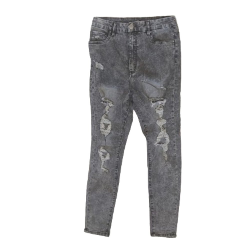 ---  COLUMBIA  Faded Black Destroyed  Skinny Skinnies Mom Jeans Sz 9